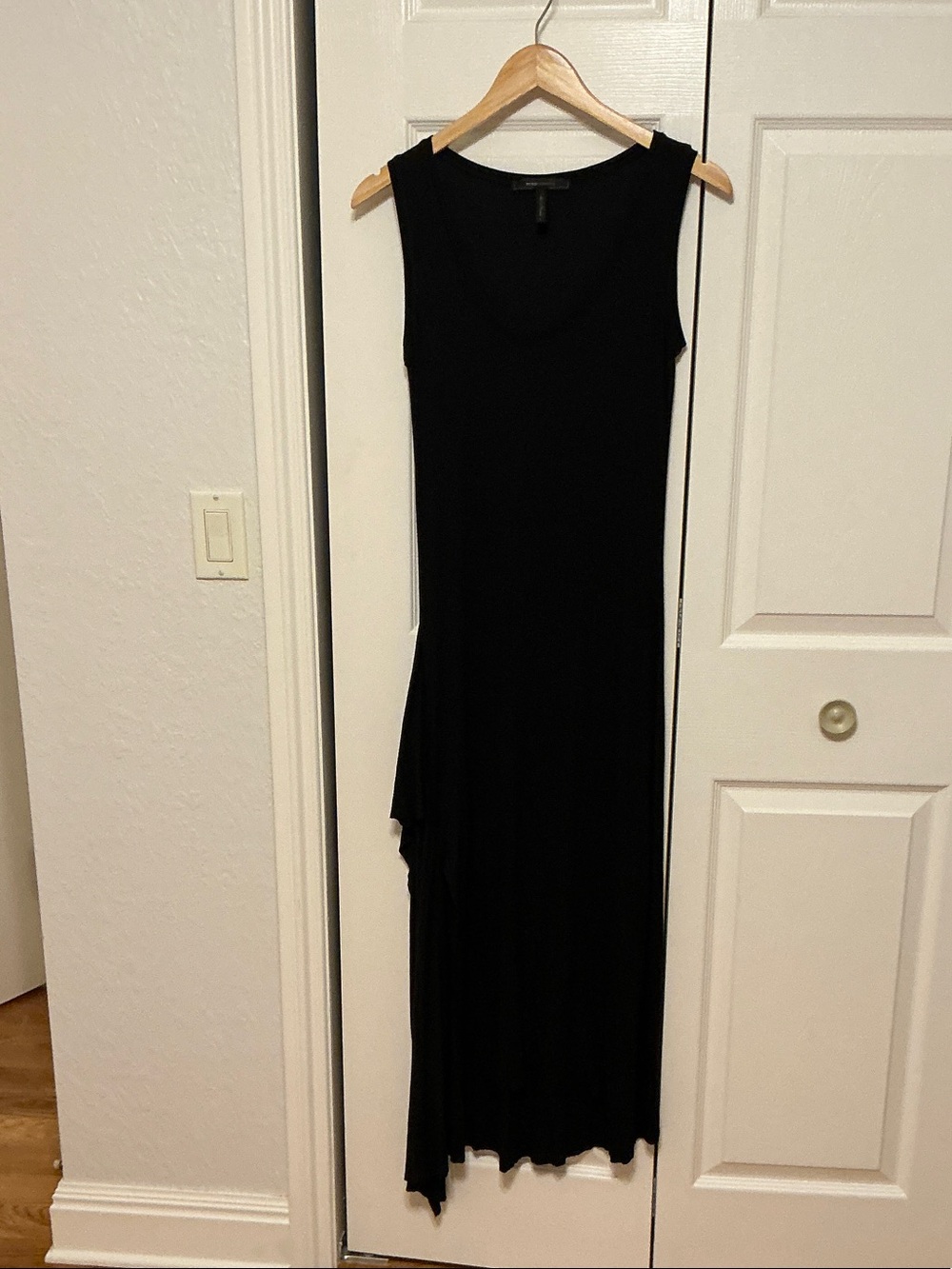 BCBGMaxAzria Black Sleeveless Asymmetric Maxi Dress